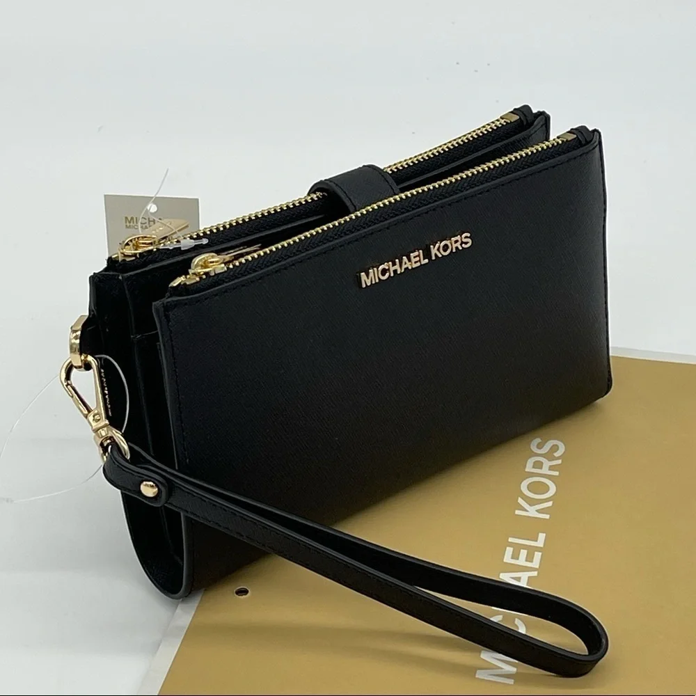 Michael Kors Large Double Zip Wallet Wristlet Black - Picture 5 of 10